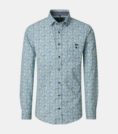 camasi maneca lunga - Camasa bumbac barbati CASA MODA verde print floral