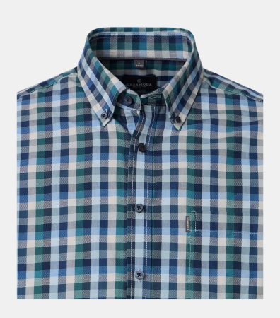 Camasa bumbac barbati CASA MODA CasualFit turcoaz patratele [2]