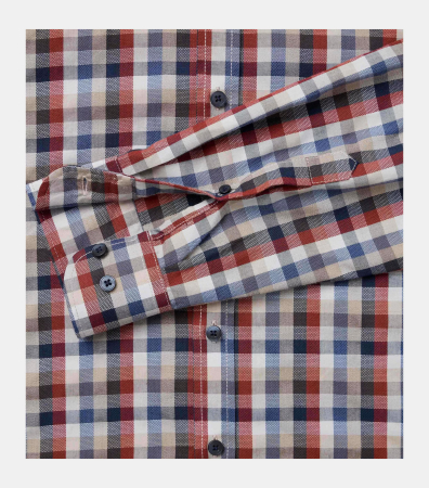 Camasa bumbac barbati CASA MODA CasualFit portocaliu patratele [3]