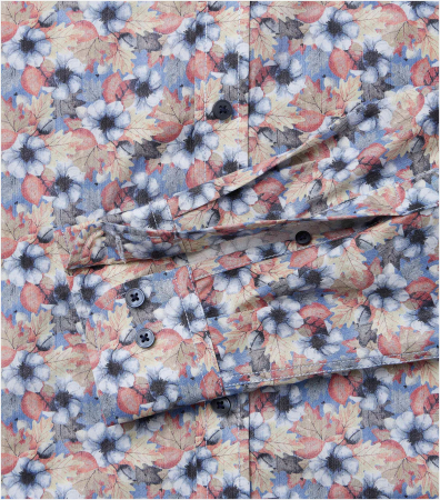 Camasa bumbac barbati CASA MODA CasualFit albastru/portocaliu print floral [3]