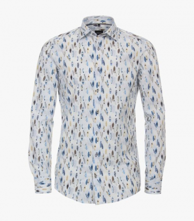 Camasi - Camasa bumbac barbati VENTI ModernFit print albastru estival