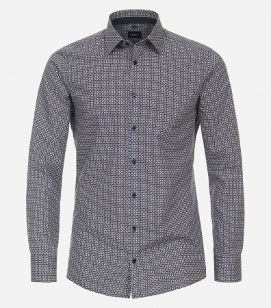 Camasi - Camasa bumbac barbati VENTI ModernFit print albastru/maro