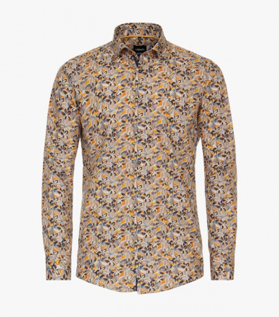 Camasi - Camasa bumbac barbati VENTI ModernFit print floral portocaliu/bej