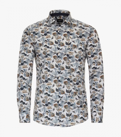camasi dupa imprimeu - Camasa bumbac barbati  VENTI ModernFit print floral albastru/maro