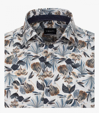 Camasa bumbac barbati  VENTI ModernFit print floral albastru/maro [2]