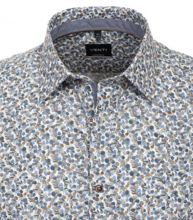 Camasa bumbac barbati CASA MODA ModernFit turcoaz print floral acuarela [2]