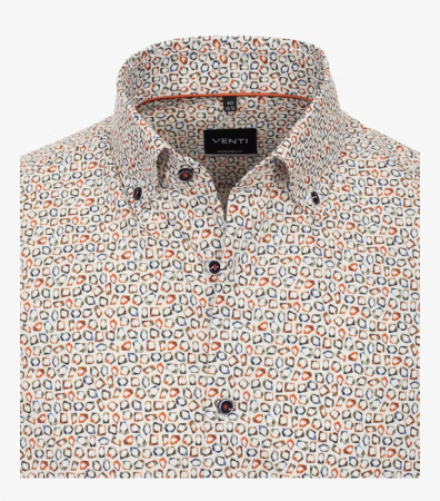 Camasa bumbac barbati CASA MODA ModernFit portocaliu print geometric [2]