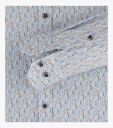 Camasa bumbac barbati VENTI BodyFit print bleu/bej [3]