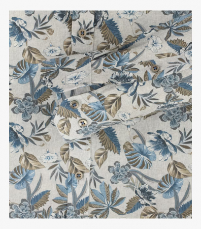 Camasa bumbac barbati VENTI BodyFit print floral bej/albastru [4]