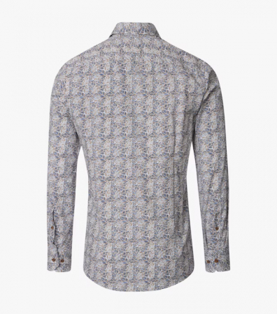 Camasa bumbac barbati CASA MODA ModernFit albastru/bej print frunze [1]