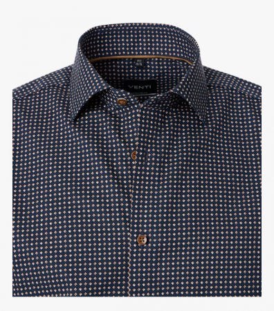 Camasa bumbac barbati CASA MODA ModernFit bleumarin print rombulete bej [2]