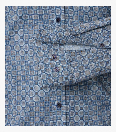 Camasa bumbac barbati VENTI BodyFit albastru print floral [3]
