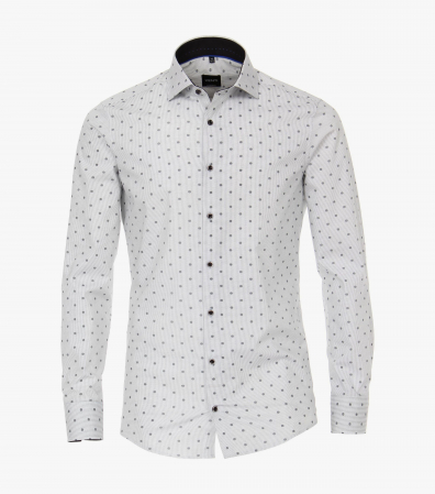 camasi maneca lunga - Camasa bumbac barbati VENTI ModernFit alba print cerculete gri