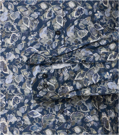 Camasa bumbac barbati VENTI BodyFit albastru print frunze [3]