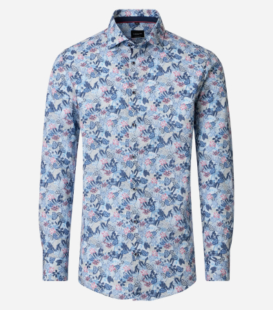 camasi maneca lunga - Camasa bumbac barbati VENTI ModernFit albastru print floral