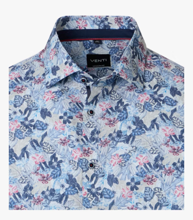 Camasa bumbac barati VENT ComfortFit albastru print floral [2]