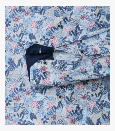 Camasa bumbac barati VENT ComfortFit albastru print floral [3]