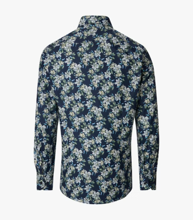 Camasa bumbac NON IRON barbati VENTI ModernFit bleumarin print floral bej [1]