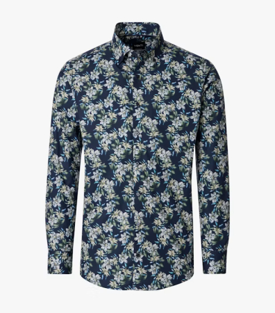 camasi croi modern - Camasa bumbac NON IRON barbati VENTI ModernFit bleumarin print floral bej