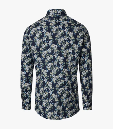 Camasa bumbac NON IRON barbati VENTI BodyFit bleumarin print floral bej [1]