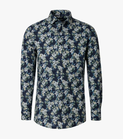 camasi dupa tipul croiului - Camasa bumbac NON IRON barbati VENTI BodyFit bleumarin print floral bej