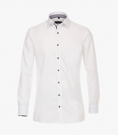 camasi croi comfort - Camasa bumbac barbati CASA MODA ComfortFit alb nasturi negri