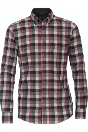 Camasi - Camasa flanel bumbac barbati CASA MODA CasualFit carouri rosu/gri