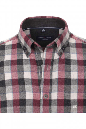Camasa flanel bumbac barbati CASA MODA CasualFit carouri rosu/gri [2]