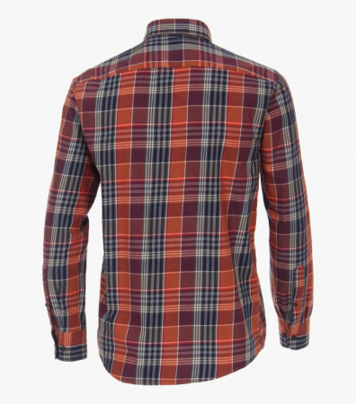 Camasa bumbac barbati CASA MODA CasualFit Vancouver carouri portocaliu/bleumarin [1]