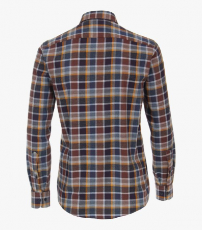Camasa bumbac barbati CASA MODA CasualFit carouri albastru/portocaliu [2]