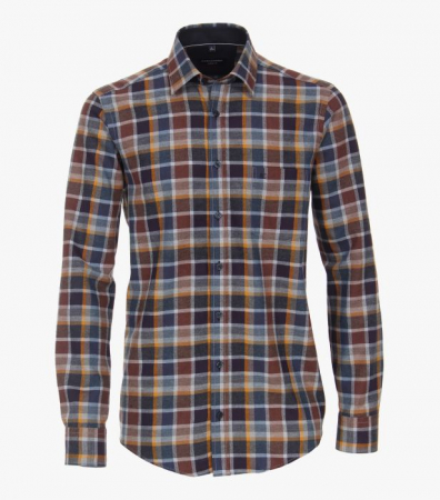 camasi casual - Camasa bumbac barbati CASA MODA CasualFit carouri albastru/portocaliu