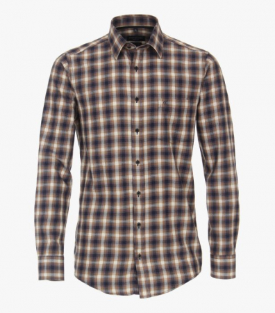 camasi casual - Camasa bumbac barbati CASA MODA CasualFit carouri maro