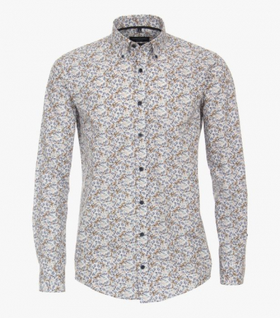 Camasi - Camasa bumbac barbati CASA MODA CasualFit albastru/maro print maslin