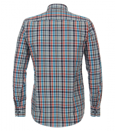 Camasa bumbac barbati CASA MODA CasualFit carouri turcoaz/rosu [1]