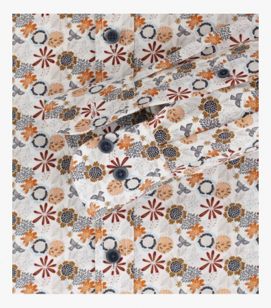 Camasa bumbac organic barbati CASA MODA CasualFit print portocaliu floral [3]