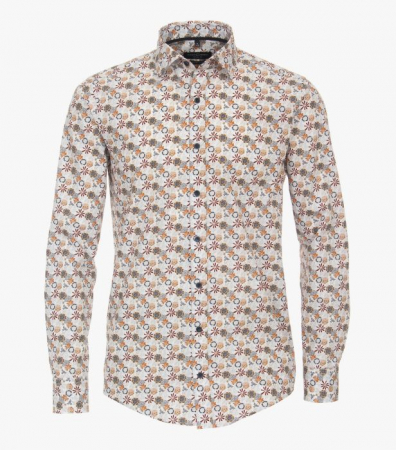 camasi casual - Camasa bumbac organic barbati CASA MODA CasualFit print portocaliu floral