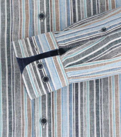 Camasa in/bumbac barbati CASA MODA CasualFit dungi albastru/maro [3]