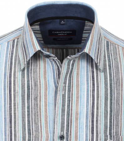 Camasa in/bumbac barbati CASA MODA CasualFit dungi albastru/maro [1]