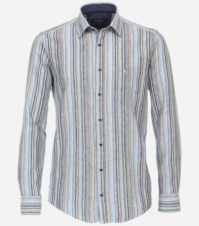 camasi cu dungi - Camasa in/bumbac barbati CASA MODA CasualFit dungi albastru/maro