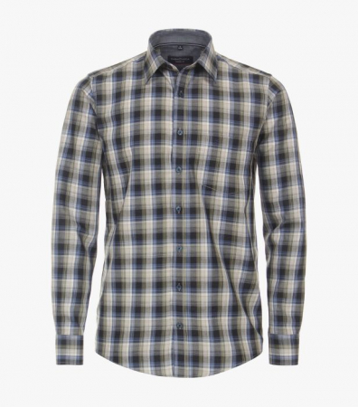 camasi casual - Camasa bumbac barbati CASA MODA CasualFit carouri galben/albastru