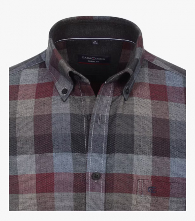 Camasa bumbac barbati CASA MODA CasualFit carouri visiniu [1]