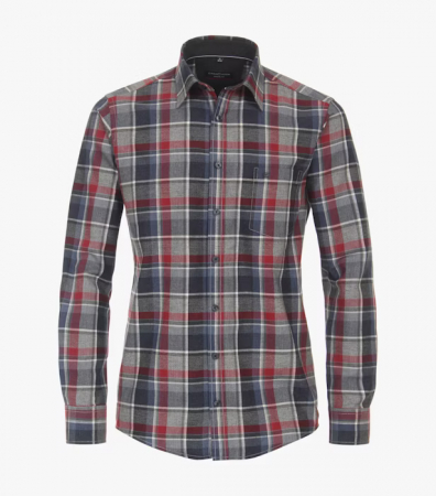camasi maneca lunga - Camasa bumbac barbati CASA MODA CasualFit carouri rosu