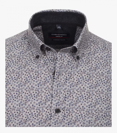 Camasa bumbac barbati CASA MODA CasualFit gri floricele bleumarin [2]