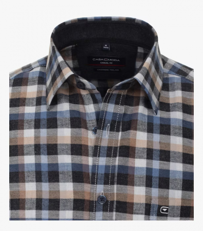 Camasa flanel bumbac barbati CASA MODA CasualFit carouri antracit/bej [2]