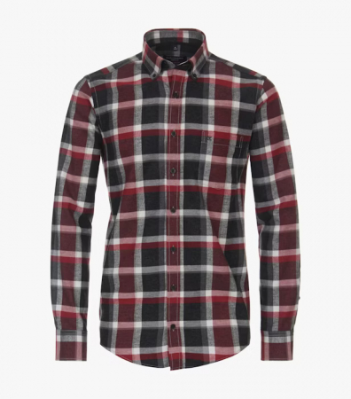 camasi in carouri - Camasa flanel bumbac barbati CASA MODA CasualFit carouri rosu