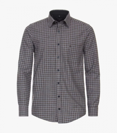 camasi maneca lunga - Camasa flanel bumbac barbati CASA MODA CasualFit maro patratele