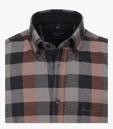 Camasa flanel bumbac barbati CASA MODA CasualFit maro carouri [3]