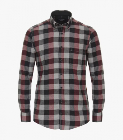 camasi dupa imprimeu - Camasa flanel bumbac barbati CASA MODA CasualFit rosu carouri