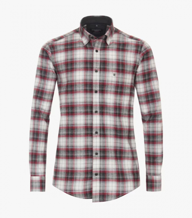 camasi dupa lungimea manecii - Camasa flanel bumbac barbati CASA MODA CasualFit visiniu carouri