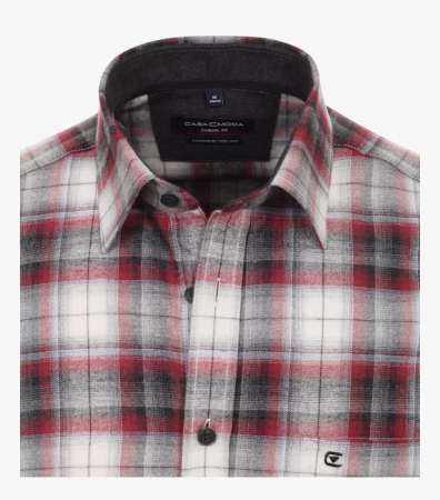 Camasa flanel bumbac barbati CASA MODA CasualFit visiniu carouri [2]